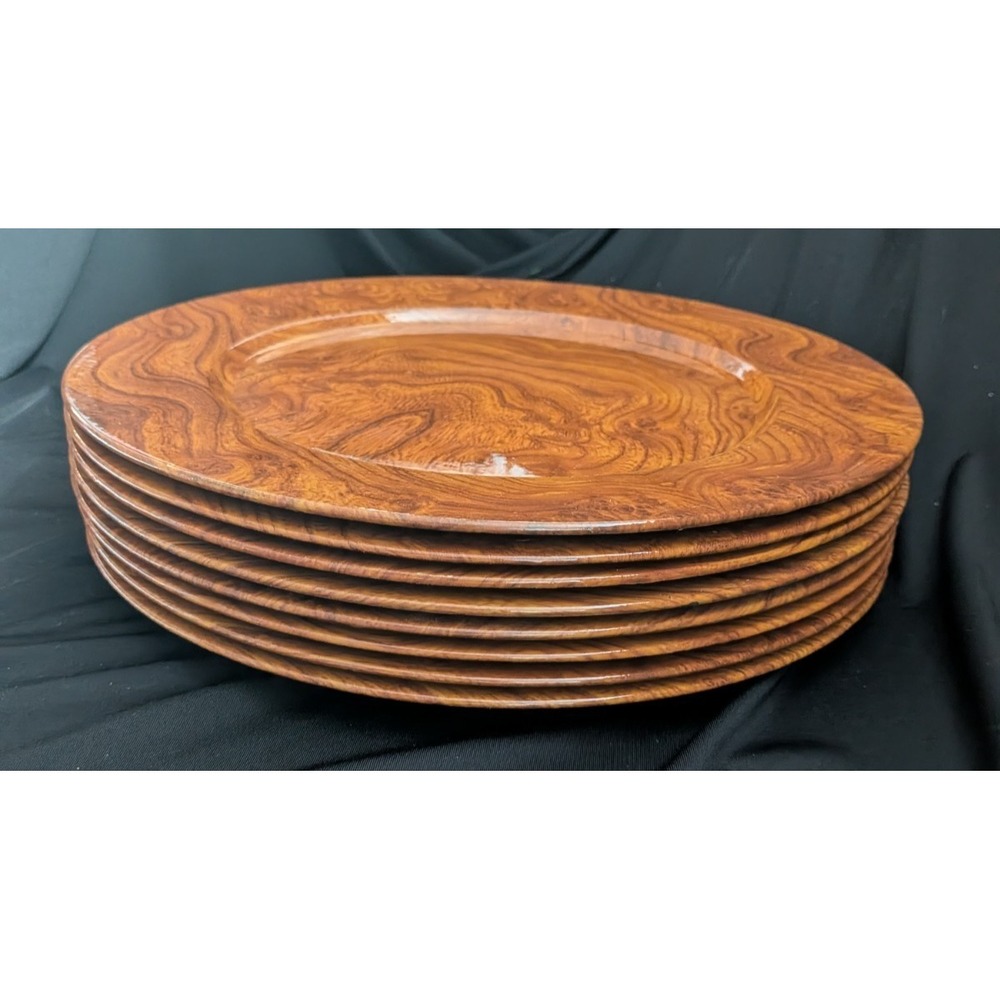 VINTAGE‎ CENTRUM FAUX BURLWOOD CHARGER SET OF 8 - Picture 2 of 6